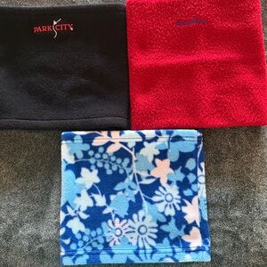 Schuessler Knitting and Turtle Fur Cozy Black, Red, and Blue Fleece Neck Warmer